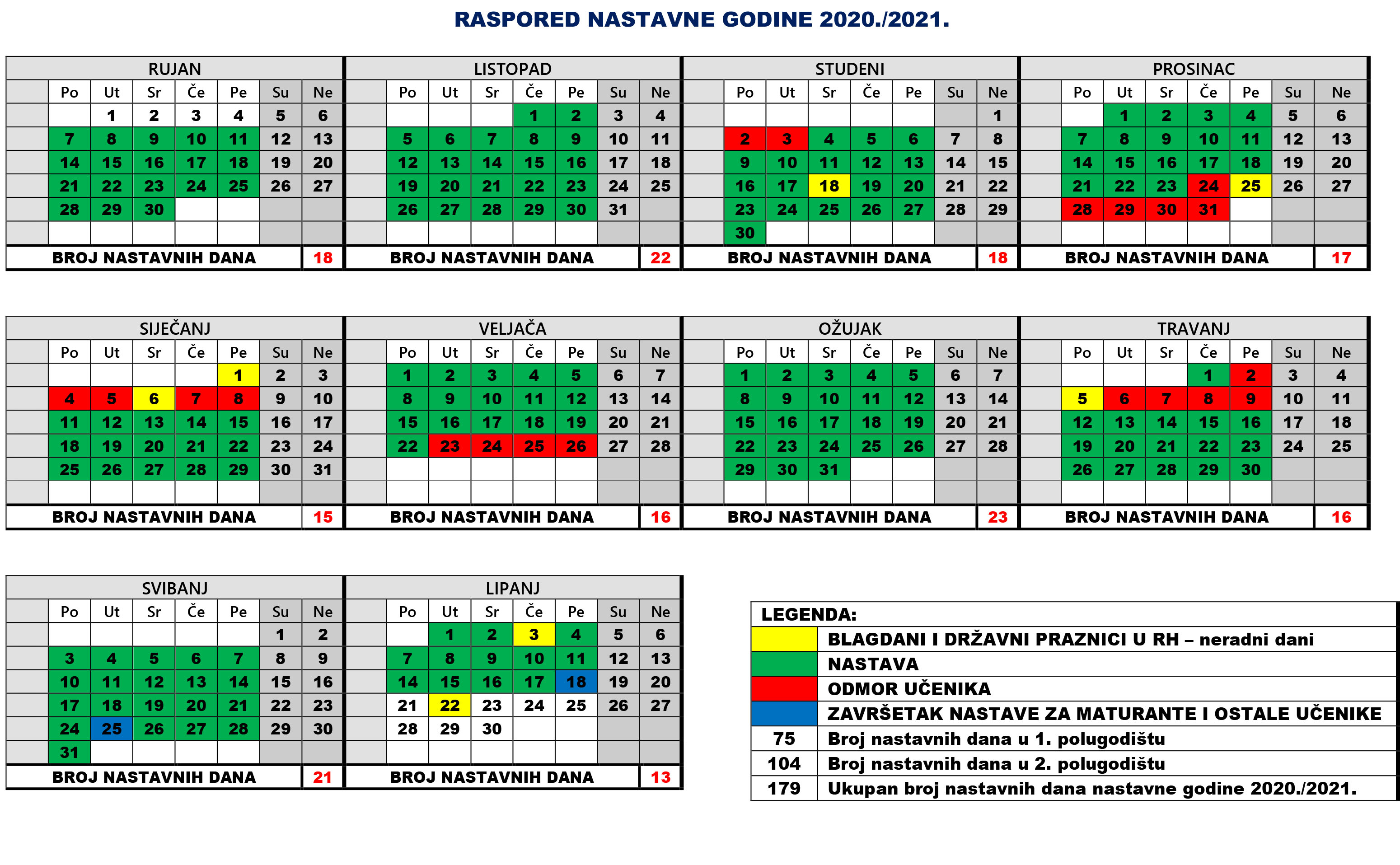 Kalendar rada 2020 2021