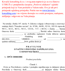 ogledni primjerak pravilnika 1