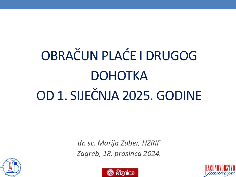 OBRAČUN PLAĆEI DRUGOG  DOHOTKA  OD 1. SIJEČNJA 2025. GODINE