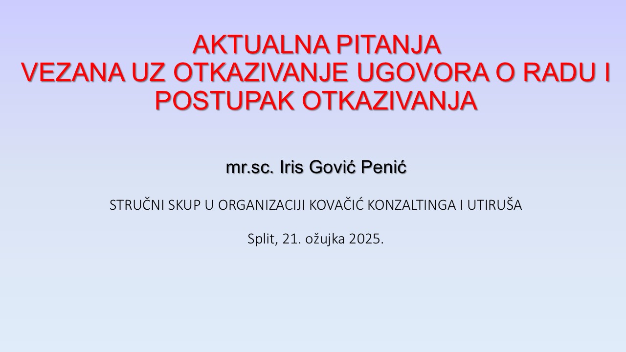 IRIS GOVIĆ PENIĆ  Aktualna pitanja   otkazivanje