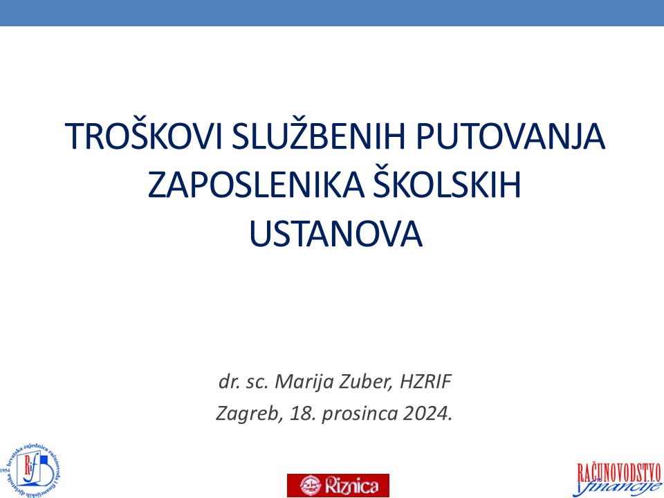 TROŠKOVI SLUŽBENIH PUTOVANJA  ZAPOSLENIKA ŠKOLSKIH  USTANOVA