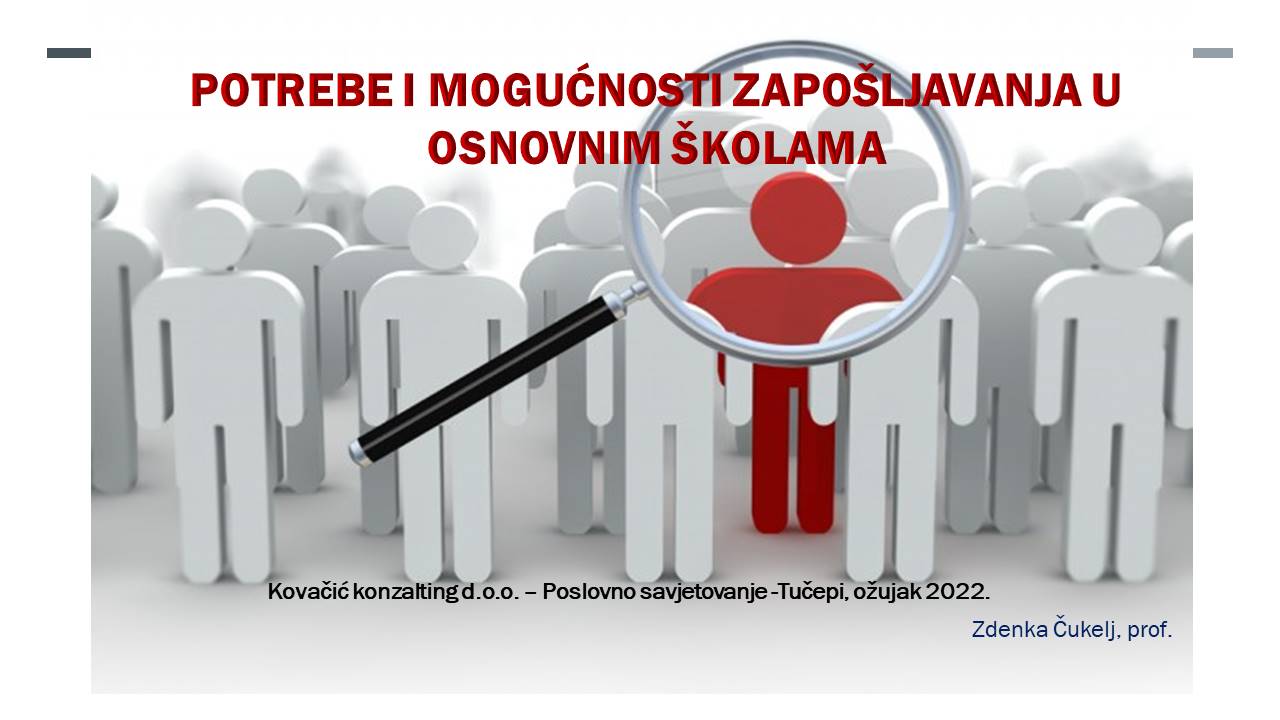 ZDENKA ČUKELJ  I MOGUĆNOSTI ZAPOŠLJAVANJA U OSNOVNIM ŠKOLAMA