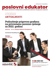 Dodatak časopisu broj 27/2023 - Podnošenje prigovora građana na privremeno porezno rješenje za 2022 godinu